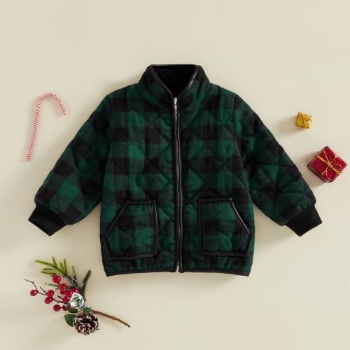 Image of Ayalinggo Toddler Baby Girls Boys Winter Warm Vest Clothes Buffalo Plaid Christmas Jacket Kids Puffer Quilted Gilet Coat | Full front zipper, warm clothes for cold winter, Red Black Buffalo Plaid Christmas Outfit, Kids Puffer Quilted Gilet Coat