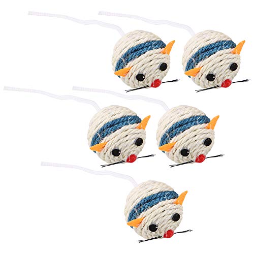 Brinquedo para rato de sisal de 6 cm, bola de sisal 5 unidades, descompactação resistente ao desgast