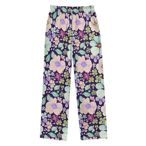 J JOYSAY Blossom Foliage Dark Purple Pajamas Pants Soft Long Pajama Bottoms Lounge Sleep Pants Size S-XL2