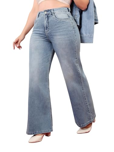 Image of Miss Chase A+ Women's Wide-Leg High Rise Regular Length Stretchable Denim Jeans