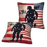 Utilisation polyvalente : nos housses de coussin imprimées de soldats militaires américains patriotiques sont idéales pour divers environnements, tels que les canapés dans le salon, les lits dans la chambre, ou même pour se détendre en plein air sur une terrasse. Il peut être utilisé comme un accent décoratif ou pour plus de confort pendant les siestes ou la lecture.