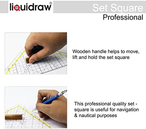 Liquidraw Set Square Ruler Triangle Ruler Triangular Protractor 25cm / 10" Navigation Nautical Marine