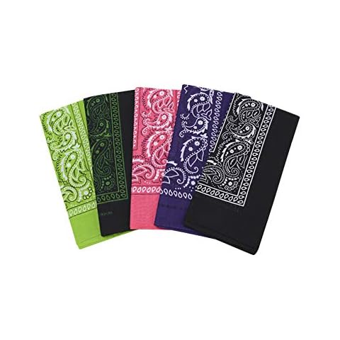 Bestgift Men Head Wrap Bandana Paisley Print Scarf Wristband 5-PCS Multicoloured 1 One Size Cover