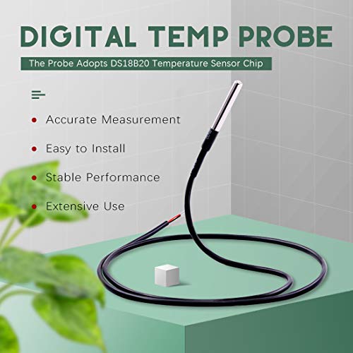 Hilitchi Ds18B20 Temperature Sensor Waterproof Digital Temperature Probe Thermal Probe Sensor (Pack Of 5Pcs 1M/3.2Ft) #TOP4