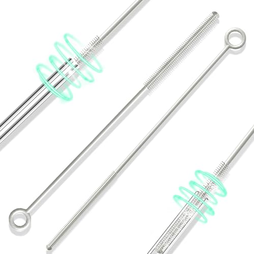 Image of 2 Pcs Straw Cleaner Brush Set, Reusable Silicone Straw Brush, Straw Cleaner Brush Extra Long For Cleaning Bottle Metal Glass Plastic Pipes Straw Beverage Cover, Drinking Straw Cleaner Brush