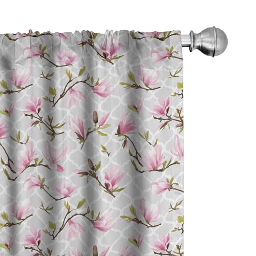 Ambesonne Vintage Window Curtains, Magnolia Leaves, 28