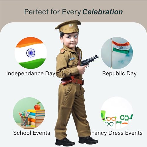 Image of Sarvda Kids Fancy Dress Costume Set | Police, Army Soldier, Pilot, Doctor, Subhash Chandra Bose & Community-Helper Outfit for Boys & Girls