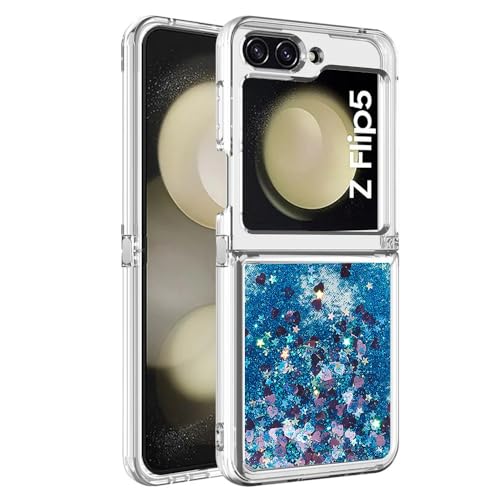 Coque Samsung Galaxy Z Flip 3 4 5 pailletée bleu dégradé cœur