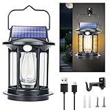 Gleazon LEDランタン ソーラーライト 超高輝度【4つ知能モード・光&人感センサー・ソーラー&USB充電式両対応・4Way設置 手持ち・壁掛け・吊り下げ・置く】ソーラーランタン 屋外 防水 和風 電球色 レトロ おしゃれ キャンプライト アウトドア 玄関 夜釣り 庭 車中泊 停電 非常用 防犯対応