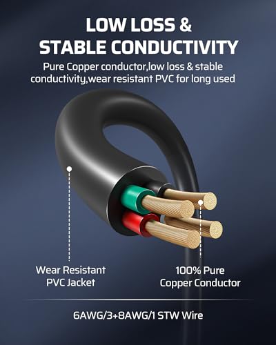 DEWENWILS 50 Amp RV Extension Cord, 125/250VAC 12500W Heavy Duty EV Power Cord, NEMA 14-50P to 14-50R 6/3+8/1 Copper Wire, STW Outdoor Waterproof Power Cable, for RV, EV, Camper, 10 Feet, ETL Listed - Image 4