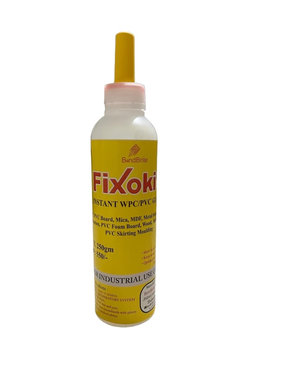 FIXOKIT Instant WPC/PVC Cyanoacrylate Adhesive Glue suitable for Wood, Mica, PVC/WPC, Rubber, stone, Marble, MDF, Metal strip 250 Grams (Pack of 1)
