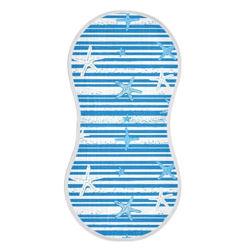 Blue White Starfish Cotton Baby Burp Cloth Breathable spit up Rags for Unisex Set of 2, 22x11in2