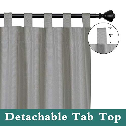 Lordtex Indoor/Outdoor Curtains - Waterproof Tab Top Patio Curtains Sun Blocking Set Of 2 Panels Thermal Insulated Curtain For Porch, Pergola, Cabana, Gazebo, 52 X 96 Inch, Light Grey #TOP2