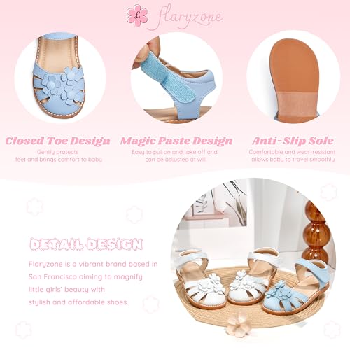 Image of Flaryzone Girls Sandals Closed Toe Summer Flats Dress Sandals Shoes Toddler /Little Kid