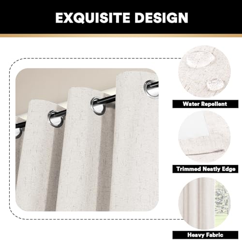 Image of PrinceDeco Blackout Curtains 108 Inches Long Solid Thermal Insulated with White Liner Full Blackout Soundproof Window Treatment Drapes for Bedroom Living Room, 52 inch Wide Per Panel, Set of 2,Ivory
