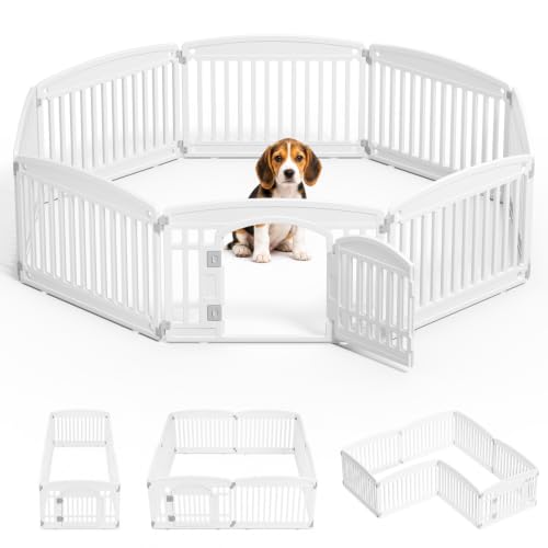 Image of NEWBULIG Dog Playpen 6-Panel, 24IN Puppy Playpen, Stable Dog Play Pen Indoors Outdoor with Secure Locking Door, Plastic Pet Fence for Small & Medium Dogs