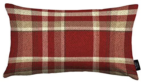 McAlister Textiles Red Heritage Tartan Throw Cushion Covers 24 x 16 Inches. Highlands Scatter Pillows for Sofas & Bedroom