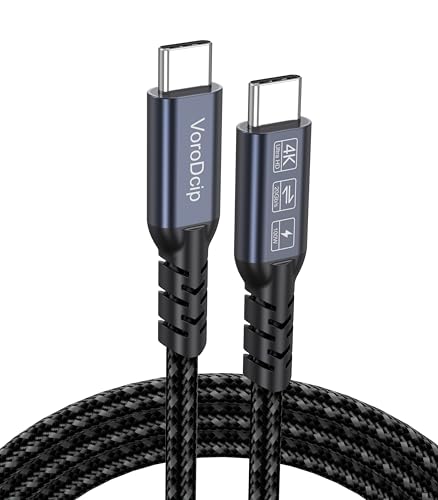 USB C to USB C Data Transfer Cable 6Ft USB C 3.2 Gen 2x2 with 20Gbps High Speed 4K@60Hz Monitor Video Display 100W Fast Charging Full Function Cord for Macbook Phone Monitor External SSD Hub