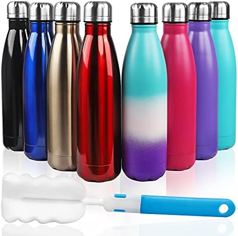 Sfee Insulated Water Bottle, 17oz Stainless Steel Water Bottles, Double Wall Vacuum Reusable Water Bottles Leak Proof BPA-FREE Sports Bottle Cup Keep Hot&Cold for Running Gym Workout Cycling Kids
