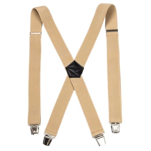 Image of LPLYAA Suspenders For Men Casual X Back 4 Strong Metal Clips Braces For Work (Color : Beige)