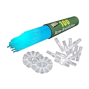 KNIXS 100x Arm-Knicklichter in blau inkl. 100 x 3D-Verbinder und je 2 x Ballverbinder und 7-Lochverbinder für Party…