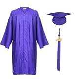 FtyFty Unisex Adult Matte Graduation Cap and Gown Tassel Set (Purple, 51''(5'6''-5'8''))