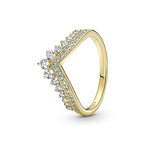 Pandora Timeless Tiara wishbone 14k gold-plated ring with clear cubic zirconia, 54