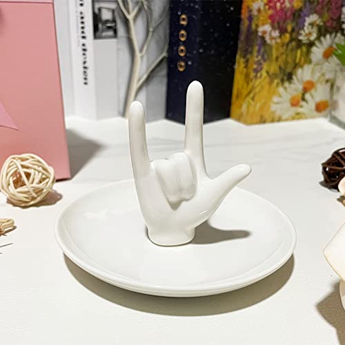 Piudee Hand Ring Holder Dish Jewelry Holder, I LOVE YOU Hand Ring Stand Engagement Wedding Ring Holder, Anniversary Wedding Valentine's Day Gifts for Her Him Husband Wife Girlfriend Bride Gift