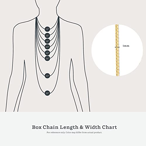 Kezef 18K Gold Over Sterling Silver 1Mm Box Chain Necklace Made In Italy 18 Inch #TOP4