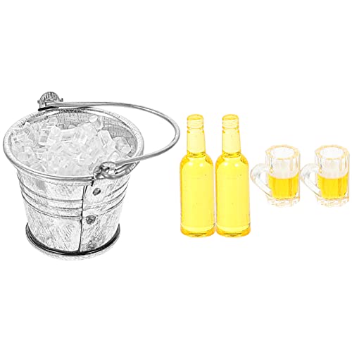 Totority 1: 12 Puppenhaus Miniatur Eisbier Puppenhaus Dekoration Miniatur Bar Mini Haus Dekoration Mini Blecheimer Zubehör Liefert Cover