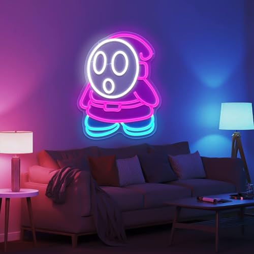Image of Cheunyar Shy Guy Neon Sign from Gaming Neon Sign Dimmable Ghost Led Neon Light for Bedroom Kids Game Room Man Cave Birthday Halloween Decor Christmas Gift