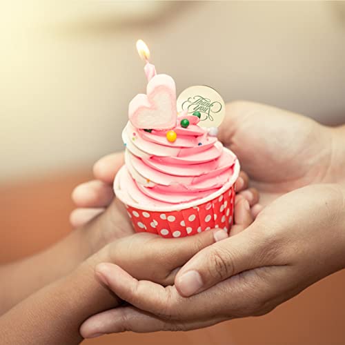 Urroma 20 Pcs Acrylic Cupcake Toppers, Round Thank You Cake Discs Mirror Acrylic Cake Picks Engraved Personalized Cake Topper Acrylic Cake Charm Cake Decoration Party Supplies #TOP4