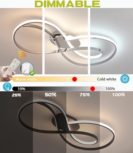 Plafonnier LED télécommandé moderne de 60 cm couleur or avec température réglable
