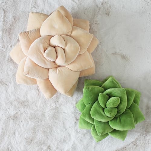 Image of Green Philosophy Co. Succulent Pillow 20 inch - Soft 3D Decorative Flower Throw Pillow, Unique Blush Peach Plush Flower Cushion, Perfect for Couch, Sofa, Bedroom Decor, Gift for Plant Lovers