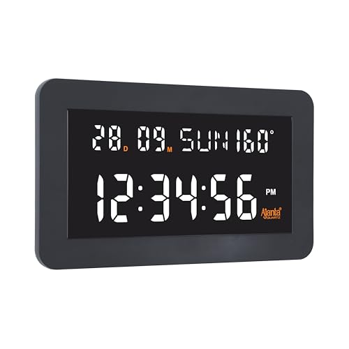 Image of Ajanta Digital Wall Clock DC-157 White | Large 14 Inch Backlit Display | Modern Clock with Temperature, 12 /24 Hour Mode | Wall Mount