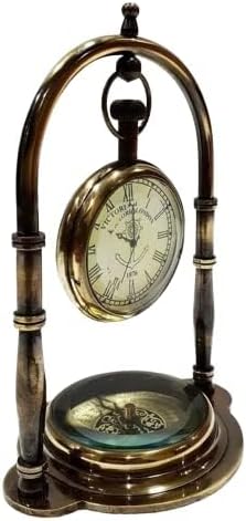 Miniatura 2 de Decor&More Reloj de escritorio elegante de una cara con brújula antigua para rastrear senderismo atemporal decoración del hogar, regalo ideal