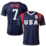 Icon Sports Officially Licensed U.S. Soccer Gio Reyna #7 Navy Gameday Shirt for Adults Brand, (AS)