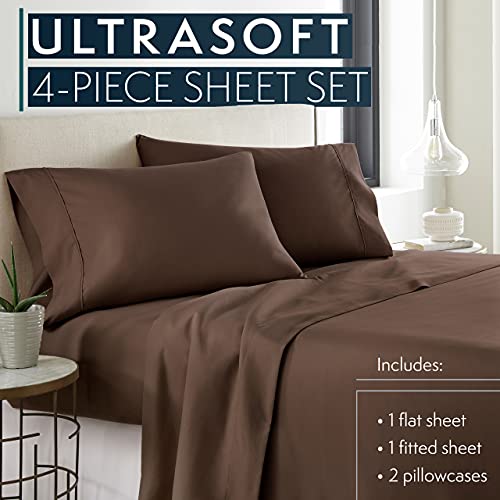 Hc Collection Queen Size Sheets Set - Bedding Sheets & Pillowcases W/ 16 Inch Deep Pockets - Fade Resistant & Machine Washable - 4 Piece 1800 Series Queen Bed Sheet Sets – Brown #TOP1