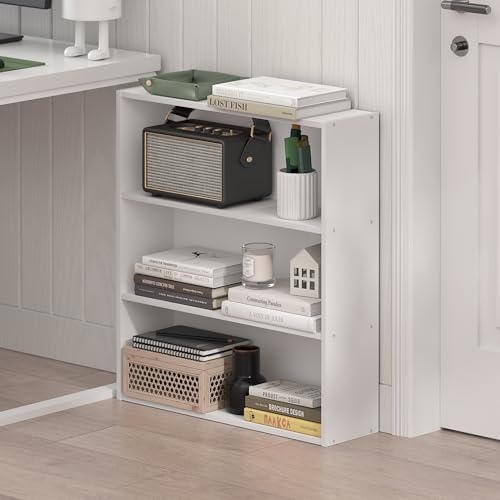 Furinno Basic Book Shelf, 3-Tier Bookshelf, Cube Storage Organizer Bookcase with Open Shelf, 7 x 24 x 26, for Living Room, Bedroom, Home Office, White by Furinno - Image 2