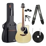 Kit Violão Takamine GD12CE NS Eletroacústico Aço Folk Cutaway Spruce Sapele Braço Mahogany Encordoamento DAddario 012 Tensor Duplo 6 Cordas Som Profissional + Capa Voik e Acessórios Completo