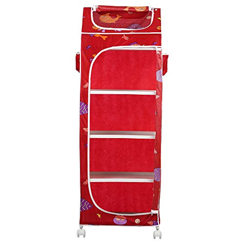 Image of Little One's | 5 Plastic Shelves Baby Foldable Wardrobe (Made in India), Unbreakable Material, (Plastic Structure)| Aquatic Red | HP5 /FR