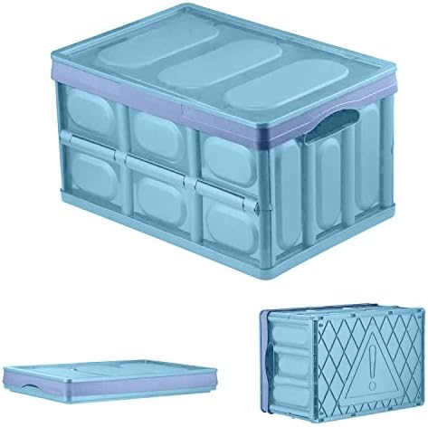 chiitek Foldable Storage Bin 30Liter Durable Plastic Trunk/Camping Organizer Travel Box Tidy Things up for Indoor, Car, Van, Outdoor, Travel