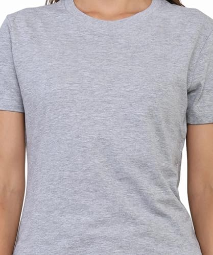 Image of Round Neck T-Shirt Top for Women | Combed Bio-Washed Ring Spun Cotton | Plain | Short Sleeves