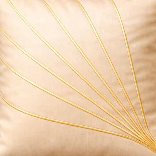 Image of LOFEY Dupion Silk Cushion Cover, 16 x 16 Inch (40 x 40 cm), Decorative Sofa Pillow Cover, Zipper Closure (2, Beige)