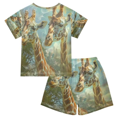 senya Short Sleeve Pajamas Sets Summer Cotton Sleepwear Two Giraffes2