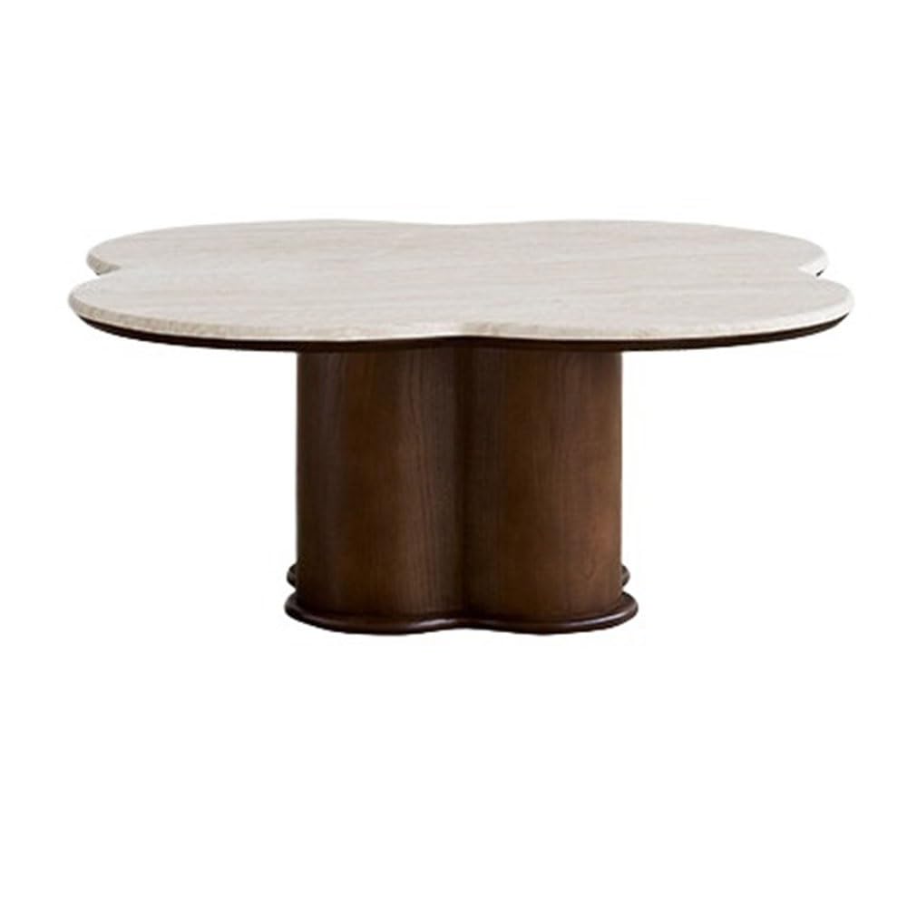 ZTHYSHOZ Side Table Curved Wooden Coffee Table Neutral Modern Design Cylindrical Legs Living Room Centerpiece(Bruin,Large)