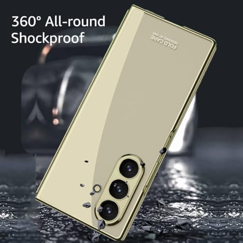 Coque Samsung Galaxy Z Fold 7 dorée rigide et transparente avec protection d'écran PC