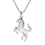 AeraVida Galloping Shiny Horse Double Sided .925 Sterling Silver Necklace