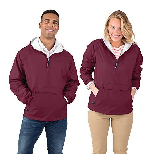 Image of Charles River Apparel Unisex Classic Solid Pullover, Water-Resistant Windbreaker with Flannel Lining