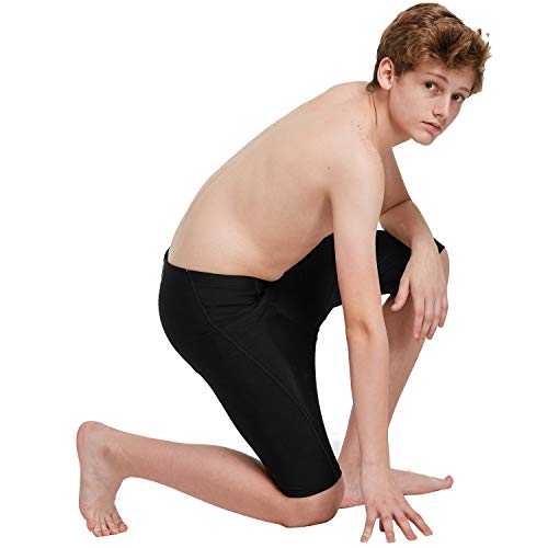Baleaf Boys' Athletic Swim Jammer Upf 50+ Quick Dry Youth Training Swimming Short Swimwear Black/Black M #TOP5